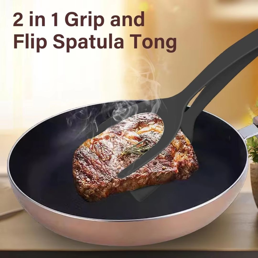 2-in-1 Grip Flip Tongs – Non-Stick, Heat-Resistant Kitchen Tool