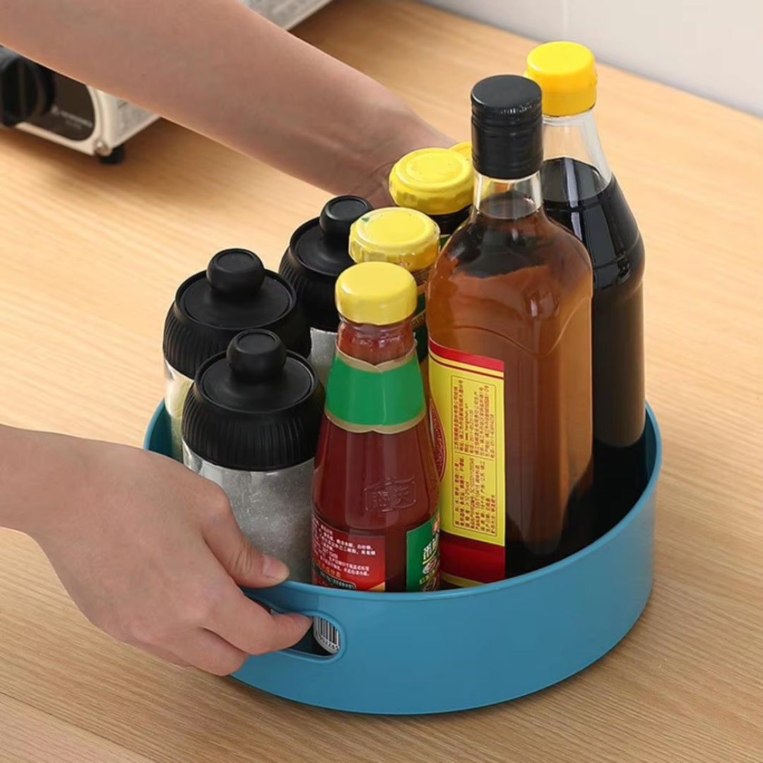 360° Rotating Kitchen Organizer Tray – Space-Saving Storage Solution