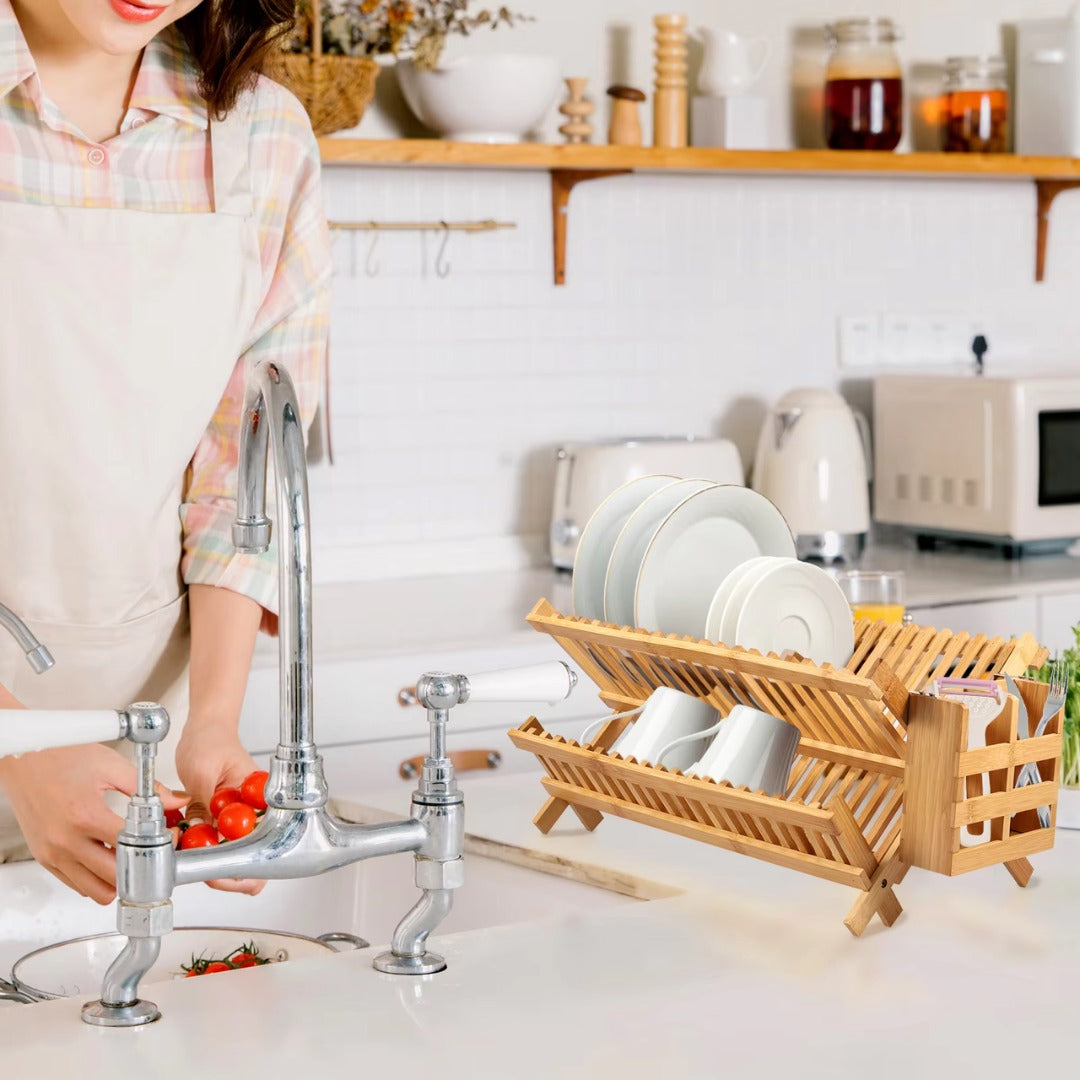 Foldable Bamboo Dish Drying Rack