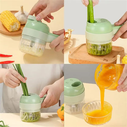 Handheld Vegetable Cutter – 4-in-1 Electric Chopper & Slicer