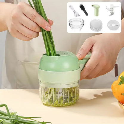 Handheld Vegetable Cutter – 4-in-1 Electric Chopper & Slicer