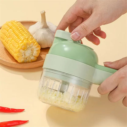 Handheld Vegetable Cutter – 4-in-1 Electric Chopper & Slicer