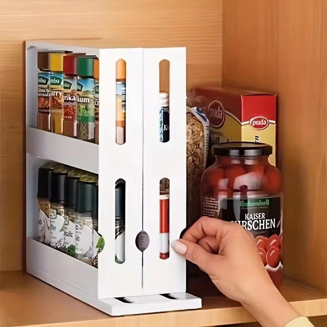 Kitchen Spice Storage Rack – Space-Saving Rotating Organizer