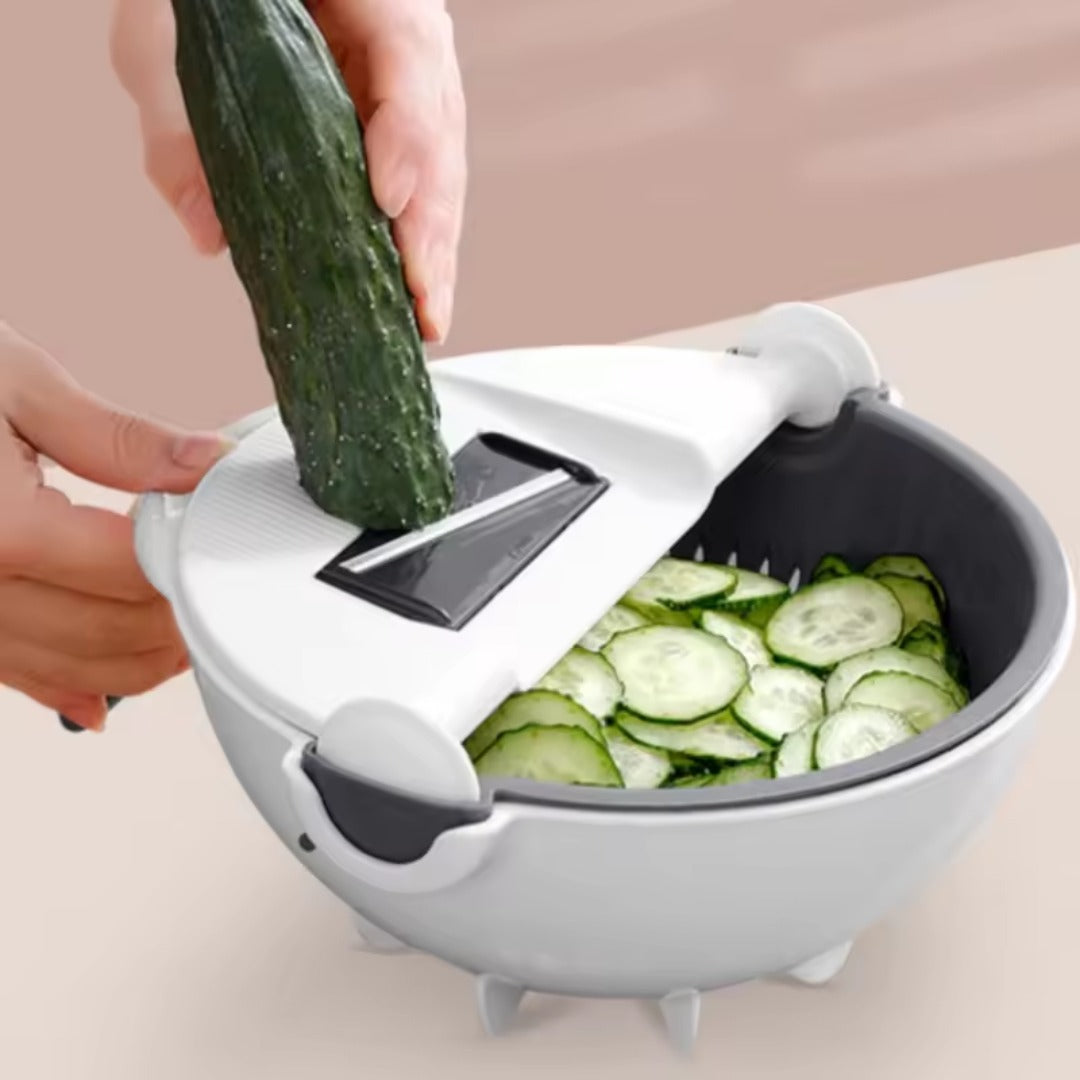 Multifunctional Vegetable Cutter with Drain Basket – Slice, Wash & Drain