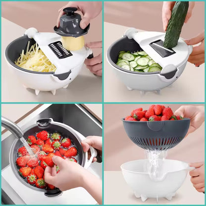 Multifunctional Vegetable Cutter with Drain Basket – Slice, Wash & Drain