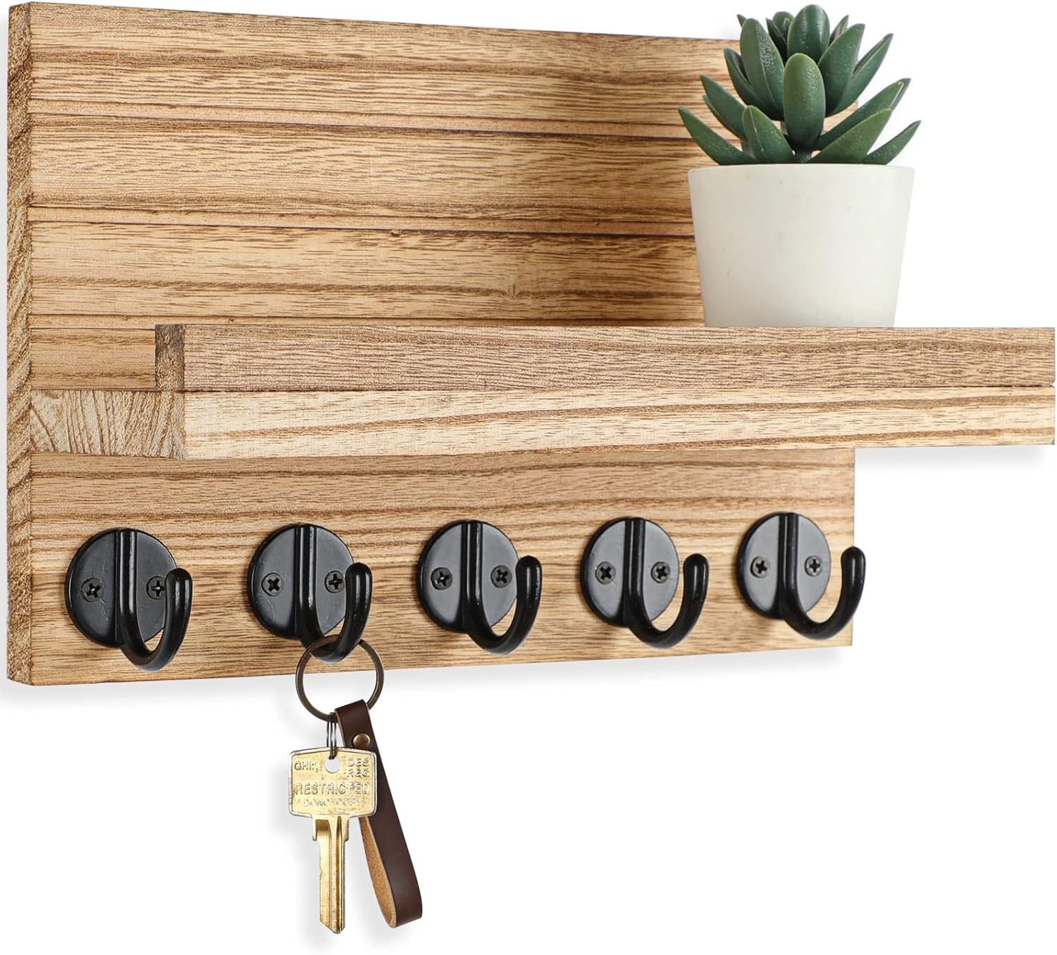 Entryway shelf with hooks

