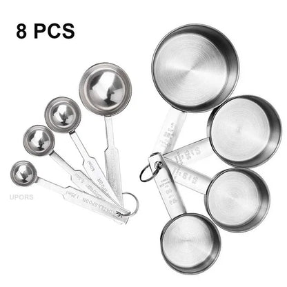 Stainless steel measuring cups and spoons